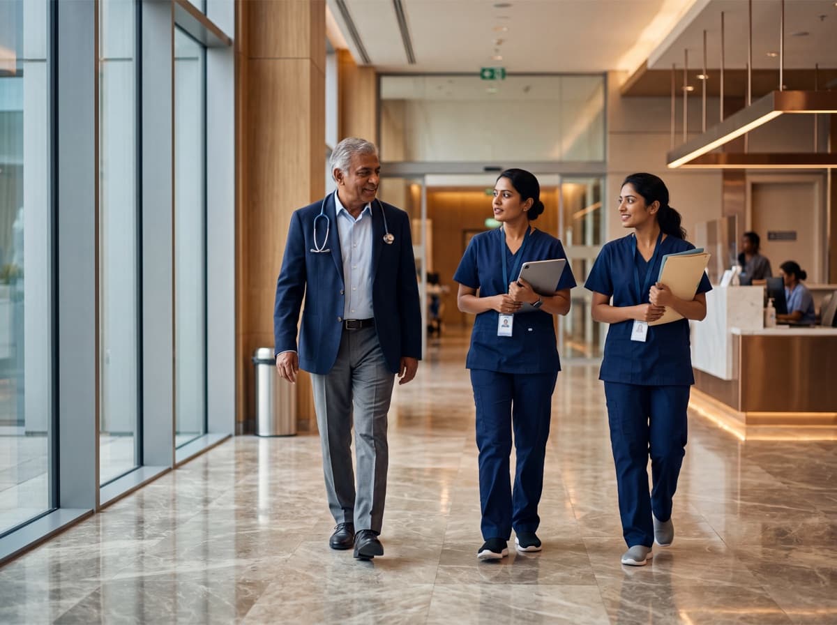 Geriatric care professionals in a healthcare facility